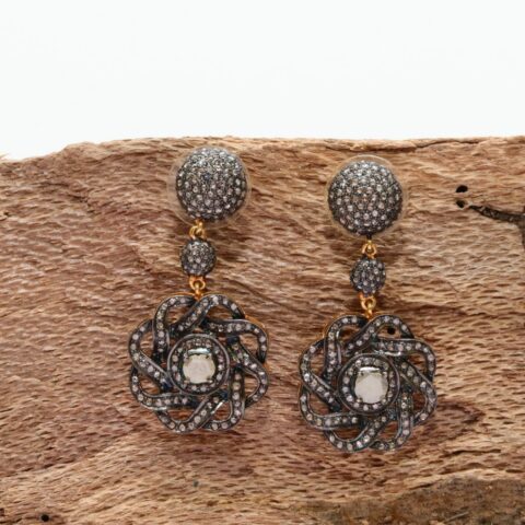 Diamond Earrings set in 14k Gold and Sterling Silver
