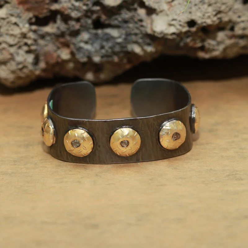 Cuff Bangle in 925 Sterling Silver with Diamonds - Image 2