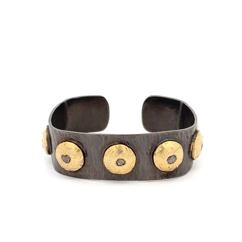 Cuff Bangle in 925 Sterling Silver with Diamonds - Image 3