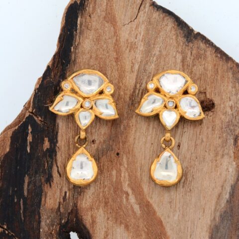 Earrings in 22K Gold with Rosecut Diamonds