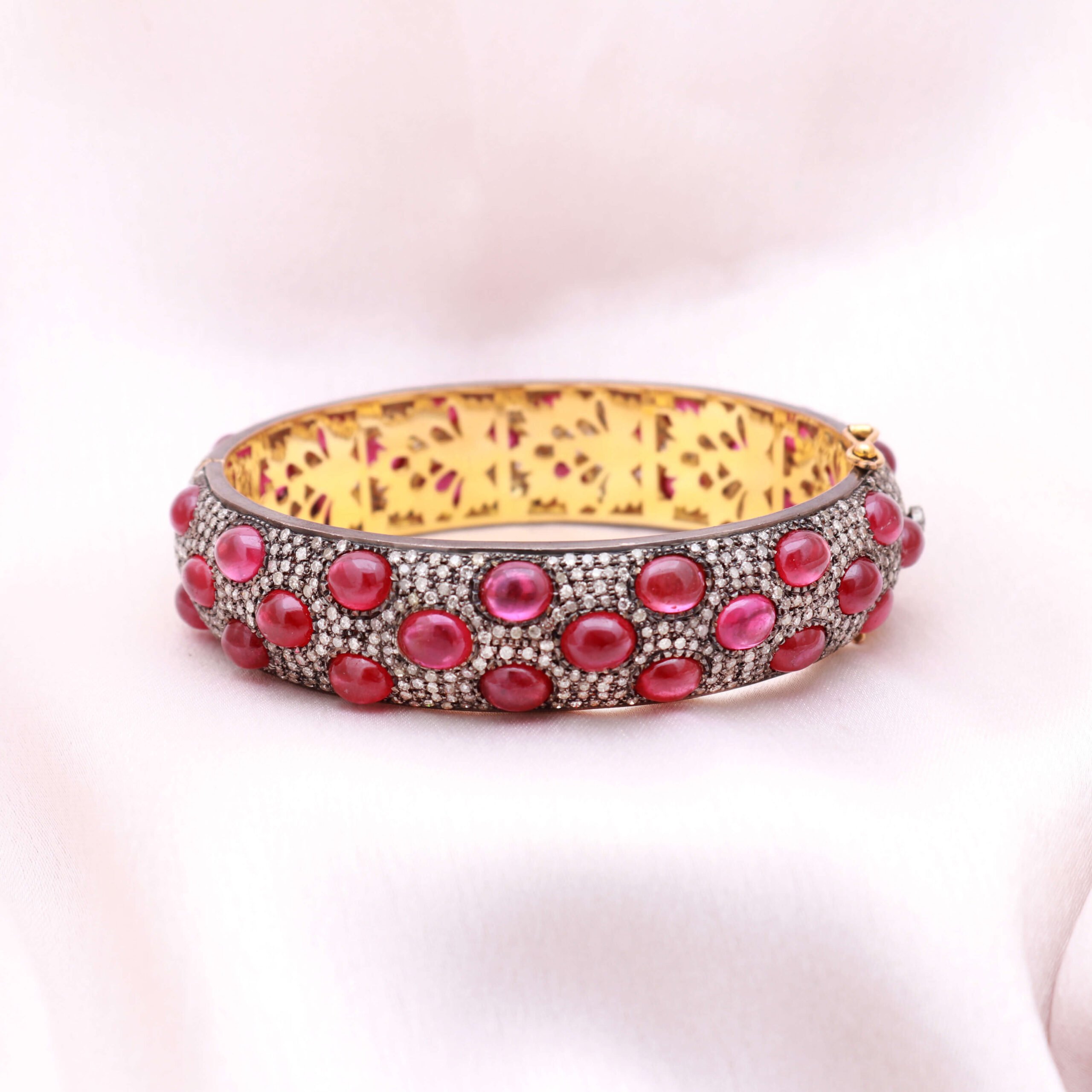 Round Shape Ruby Diamond Bangle – Tempus Gems