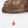 Necklace in 18K Gold with Diamond and Pink Tourmaline Gemstone