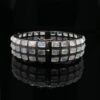 Rainbow Moonstone and Pave Diamond Bangle in 925 Sterling Silver - Image 3