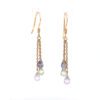 18k Gold Earrings with Multicolor stone Briolette hanging from chain - Image 5