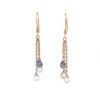 18k Gold Earrings with Multicolor stone Briolette hanging from chain - Image 3