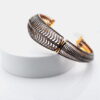 Oval Design Bangle in 14k Gold and 925 Sterling Silver with Pave Diamonds - Image 6