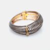Oval Design Bangle in 14k Gold and 925 Sterling Silver with Pave Diamonds - Image 11