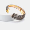 Oval Design Bangle in 14k Gold and 925 Sterling Silver with Pave Diamonds - Image 7