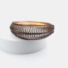 Oval Design Bangle in 14k Gold and 925 Sterling Silver with Pave Diamonds - Image 9