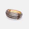 Oval Design Bangle in 14k Gold and 925 Sterling Silver with Pave Diamonds - Image 5
