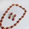 Necklace Earrings set in 925 Sterling Silver with Diamonds and Ruby Gemstone - Image 2