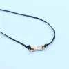 Necklace in 18K Gold with Tourmaline Drop Shape Pendant and Black Thread - Image 6
