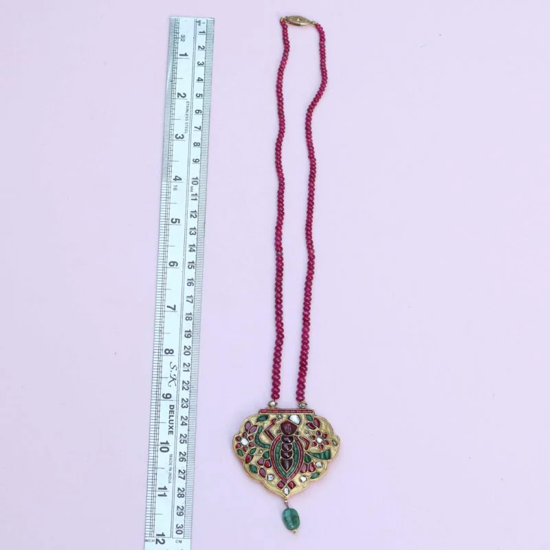 Shrinath Ji Pendant in 22k Gold with Ruby Emerald and Diamond - Image 8
