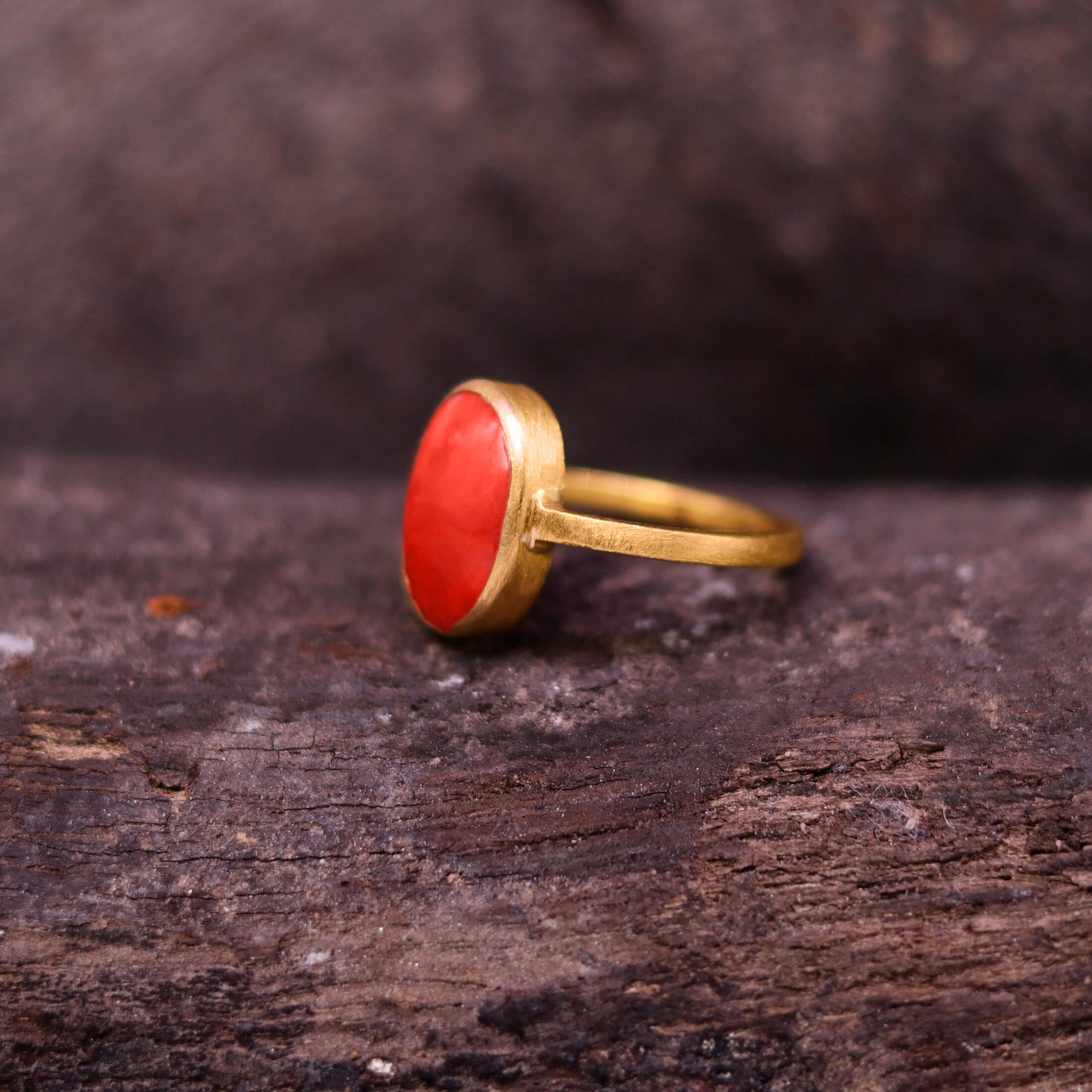 LMDPRAJAPATIS Natural Red Coral Moonga Certified Jewelry Gifts Ring 4.20  Carat Astrological Birthstone 22k Gold Plated adjustable Ring For Men Or  Women|Amazon.com