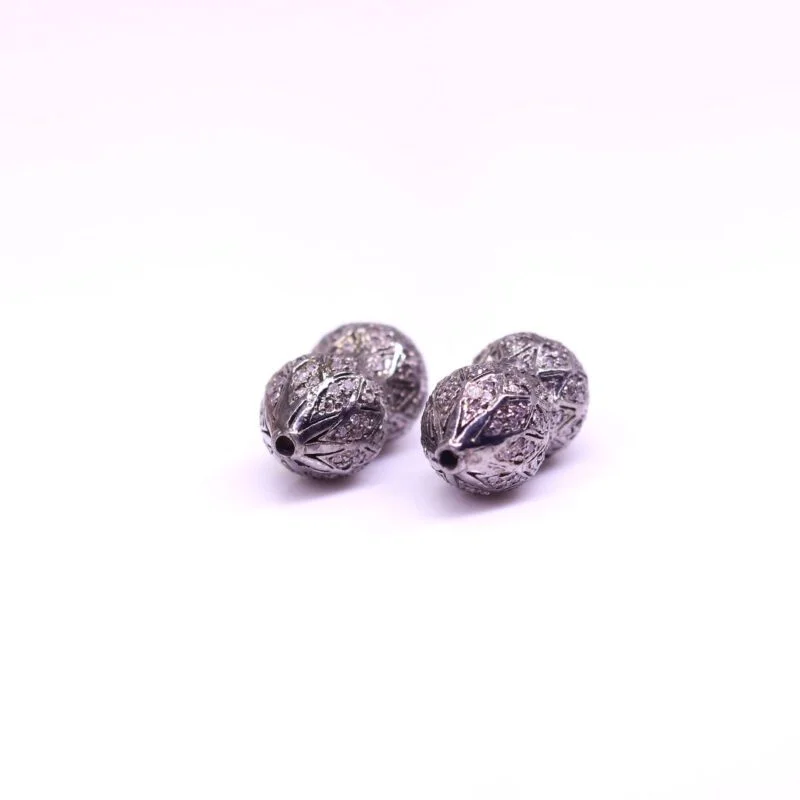 Round Bead in 925 Sterling Silver with Pave Pink Sapphire - Image 2