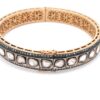 Bangle in 14k Gold and 925 Sterling Silver with Pave and Rosecut Diamonds - Image 5