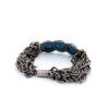 Turquoise and Pave Diamond Bracelet in 925 Sterling Silver along with Brass chain and Magnetic clasp - Image 7