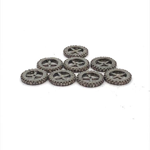 10mm Single line Spacer Rondelle Bead in 925 Sterling Silver with Pave Diamonds