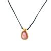 Necklace in 18K Gold with Tourmaline Drop Shape Pendant and Black Thread - Image 3