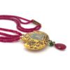 Religious Photo Pendant in 22k Gold with Rosecut Diamond and Ruby Gemstone in Ruby String - Image 4