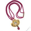 Religious Photo Pendant in 22k Gold with Rosecut Diamond and Ruby Gemstone in Ruby String - Image 3