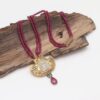 Religious Photo Pendant in 22k Gold with Rosecut Diamond and Ruby Gemstone in Ruby String - Image 2